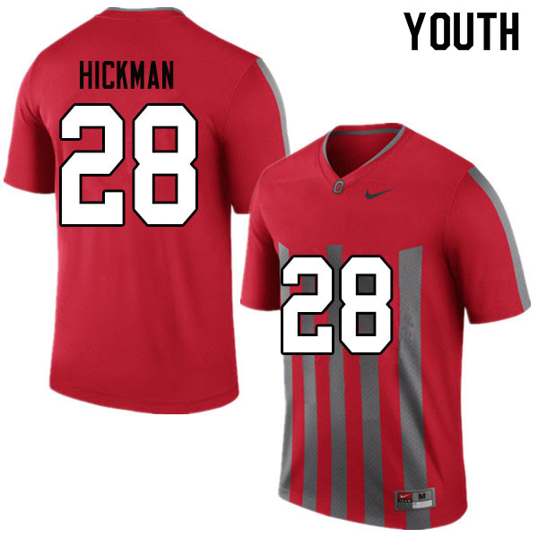 Ohio State Buckeyes Ronnie Hickman Youth #28 Throwback Authentic Stitched College Football Jersey